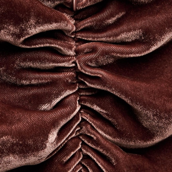 ZARA Strappy Velvet Draped Midi Dress - Picture 7 of 8